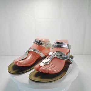 Pink Lady Silver Gladiator Thong Sandals